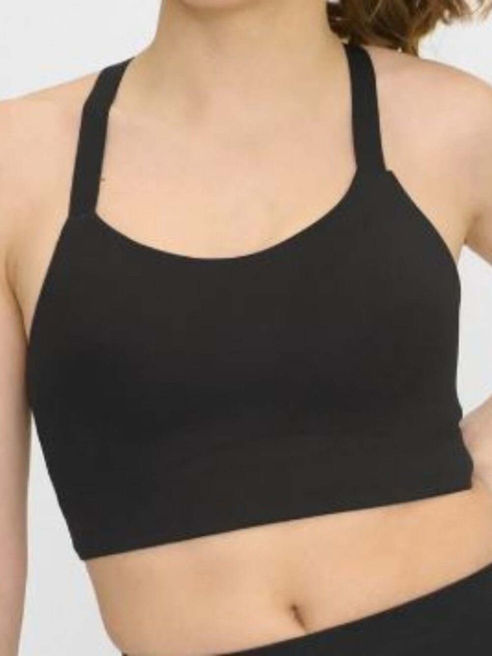 Organic Basics Black Molded Cup Active Cross Back Adjustable Strap Sports Bra - Picture 2 of 4